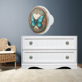 Kupfer Türkisfarbener Gerahmter Moth Keramikknauf