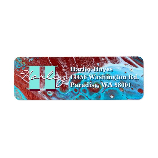 Kupfer und Aquamariner Akrylfluss Art (Vorne)