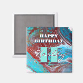 Kupfer und Aquamariner Akrylfluss Art Magnet (Vorderseite/Rückseite)