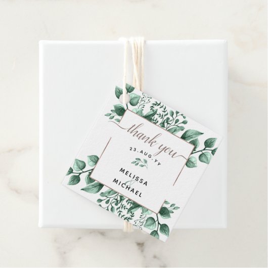 Kupfer- und Aquarellgrün 🌿 Gastgeschenk Hochzeit Geschenkanhänger (Beispiel)