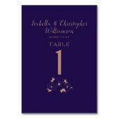 Kupfer und blau florale moderne Hochzeitsstimmung  Tischnummer (Rückseite)