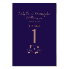 Kupfer und blau florale moderne Hochzeitsstimmung Tischnummer