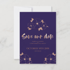 Kupfer und blauer Blumen modern Save the Date