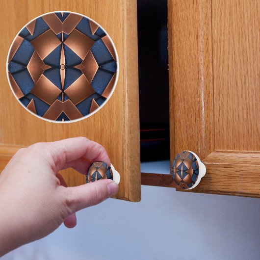 Kupfer und blaues Muster Keramikknauf