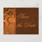 Kupfer und braune Damaske Save the Date Postkarte (Vorderseite)