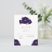 Kupfer und dunkelblau florale moderne Hochzeit RSV RSVP Karte (Stehend Vorderseite)