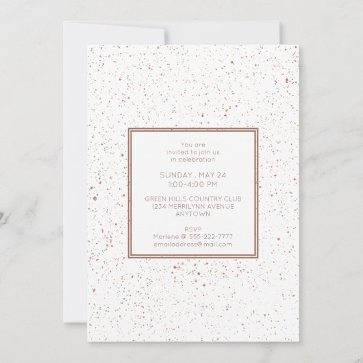 Kupfer und Gold Glitzer Pinselskriptprüfung Einladung (Rückseite)