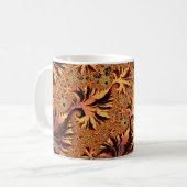 Kupfer und Gold Herbstfarbene Blätter Fraktal Art Kaffeetasse (Vorderseite Links)