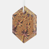 Kupfer und Gold Herbstfarbene Blätter Fraktal Art Ornament Aus Glas (Vorderseite Links)