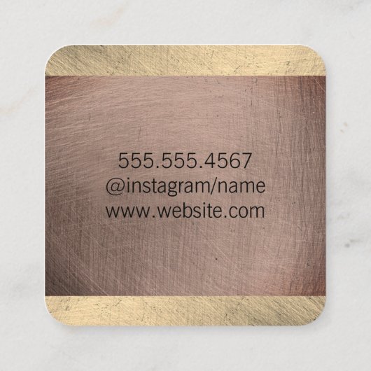 Kupfer und Gold (Imitate) Quadratische Visitenkarte (Rückseite)