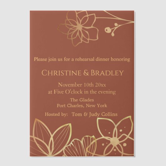 Kupfer- und Gold-Probe Pergament Einladungen (Vorderseite)