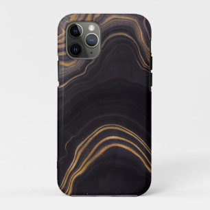 Kupfer und Gold Venen auf schwarzem Marmor Textur Case-Mate iPhone Hülle