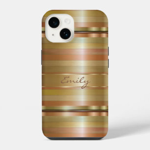 Kupfer- und Goldstreifen mit Monogramm iPhone Hülle