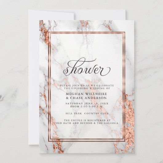 Kupfer und Marmor Hochzeit kühne Eleganz Einladung (Vorderseite)