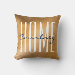 Kupfer und Navy Zuhause - Ihr Name Throw Pillows Kissen