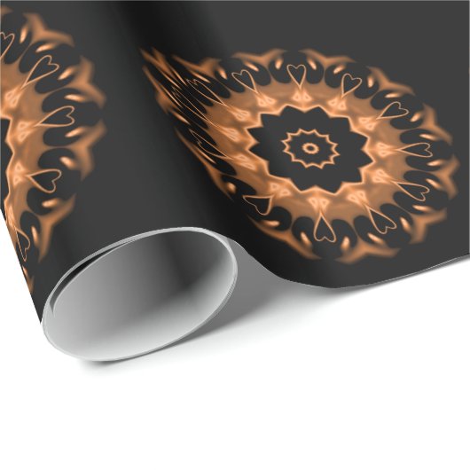 Kupfer- und Schwarz-Mandala-Muster 4 Geschenkpapier (Rolleneckpunkt)
