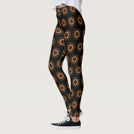 Kupfer- und Schwarz-Mandala-Muster 4 Leggings