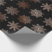 Kupfer und Schwarzer Schneeflocken Weihnachtsmuste Geschenkpapier (Ecke)