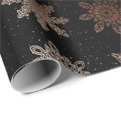 Kupfer und Schwarzer Schneeflocken Weihnachtsmuste Geschenkpapier (Rolleneckpunkt)