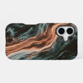 Kupfer- und Teal-Marmor-Flow iPhone 16 Hülle (Rückseite (Horizontal))