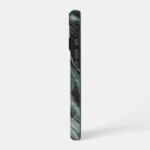 Kupfer- und Teal-Marmor-Flow iPhone 16 Hülle (Linke Seite)