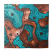 Kupfer und Türkis Abstrakt Fliese (Vorderseite)