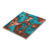 Kupfer und Türkis Abstrakt Fliese (Seite)