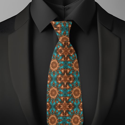 Kupfer und Türkis-Muster Krawatte