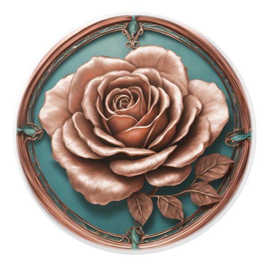 Kupfer und türkische Rose Keramikknauf (Vorderseite)
