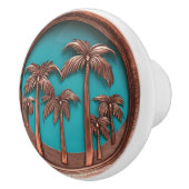 Kupfer und türkisfarbene Palmen Keramikknauf (Rechts)