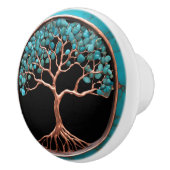 Kupfer und türkisfarbener Baum auf schwarz Keramikknauf (Rechts)