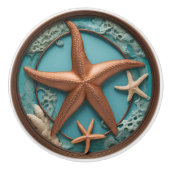 Kupfer und türkisfarbener Starfish Keramikknauf (Vorderseite)