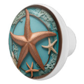 Kupfer und türkisfarbener Starfish Keramikknauf (Rechts)
