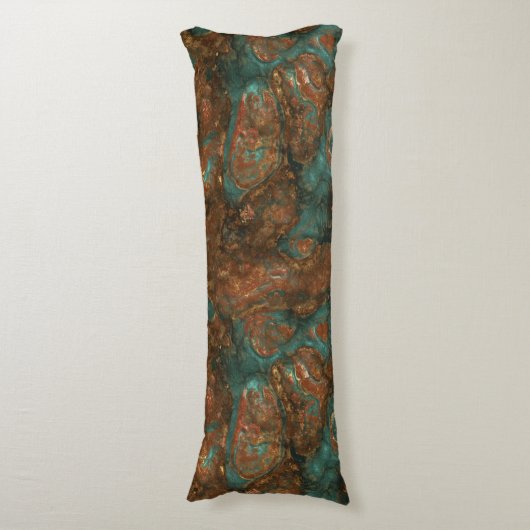 Kupfer und türkisfarbener Stein Abstrakt Seitenschläferkissen (Vorderseite Vertikal)
