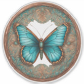 Kupfer und Türkisschmetterling Aufkleber (Vorderseite)