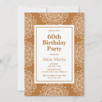 Kupfer & White Mandala Blume 60. Geburtstag