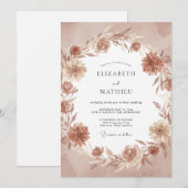 Kupfer-Wildblumen-Hochzeit Einladung (Vorne/Hinten)