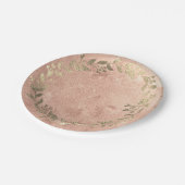 Kupfer Wreath Pink Rose Gold Laurel Bridal Wedding Pappteller (Schrägansicht)