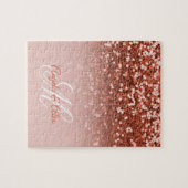Kupferblush Confetti Glitzer Ombre Monogram Puzzle (Horizontal)
