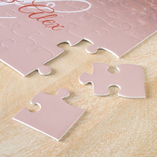 Kupferblush Confetti Glitzer Ombre Monogram Puzzle (Seite)