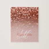 Kupferblush Confetti Glitzer Ombre Monogram Puzzle (Vertikal)