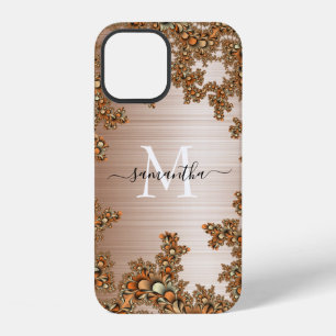 Kupferblüten-Metallschrift-Monogramm iPhone 12 Hülle