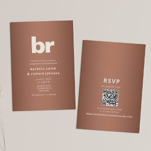 Kupferbraue Minimalistische QR Hochzeit Einladung