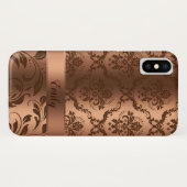 Kupferbraun-Damasken und Wirbel (Metallic Look) Case-Mate iPhone Hülle (Rückseite (Horizontal))
