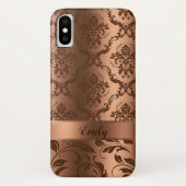 Kupferbraun-Damasken und Wirbel (Metallic Look) Case-Mate iPhone Hülle (Rückseite)