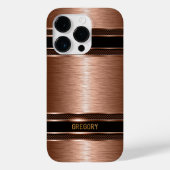Kupferbraun Tone Metallic Textur Monogramm Case-Mate iPhone Hülle (Rückseite)