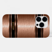 Kupferbraun Tone Metallic Textur Monogramm Case-Mate iPhone Hülle (Rückseite (Horizontal))