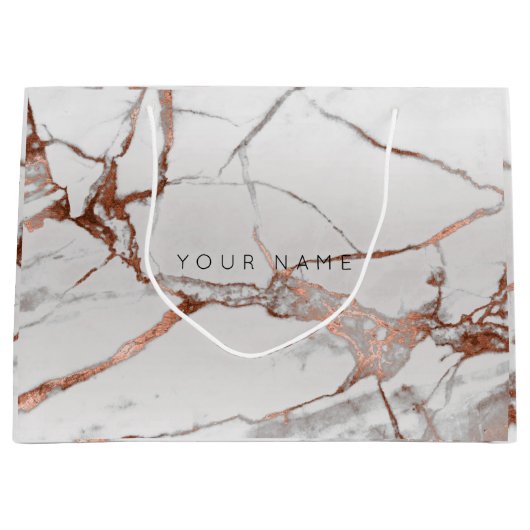 Kupferbronze-Marmor Metallisches Geschenk Grau Sil Große Geschenktüte (Vorderseite)