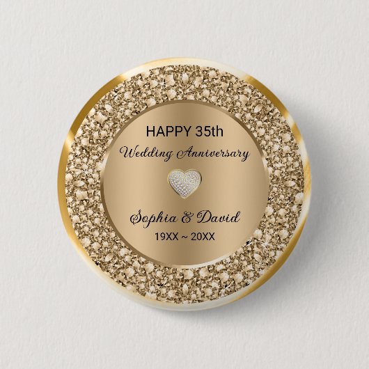 Kupferdiamanten Hochzeitstag Button (Vorderseite)