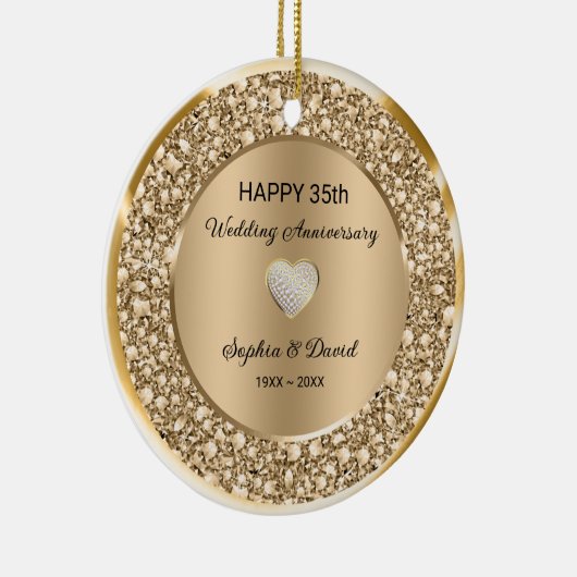 Kupferdiamanten Hochzeitstag Keramik Ornament (Rechts)